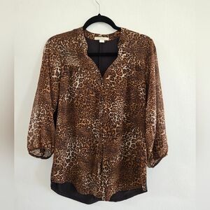 Cooper & Ella Leopard Print Women's Button Down Top Size S